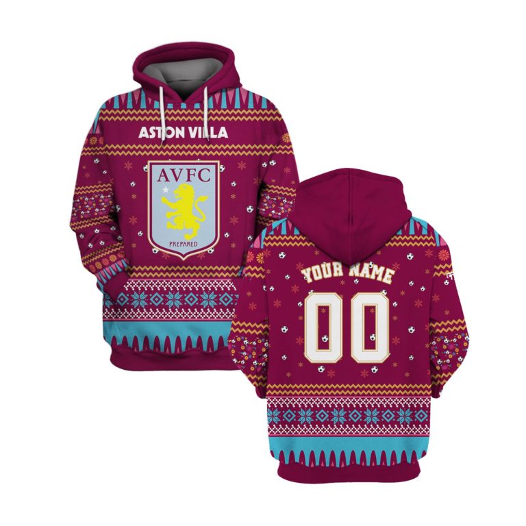 Aston Villa Custom Name And Number 3d  Hoodie