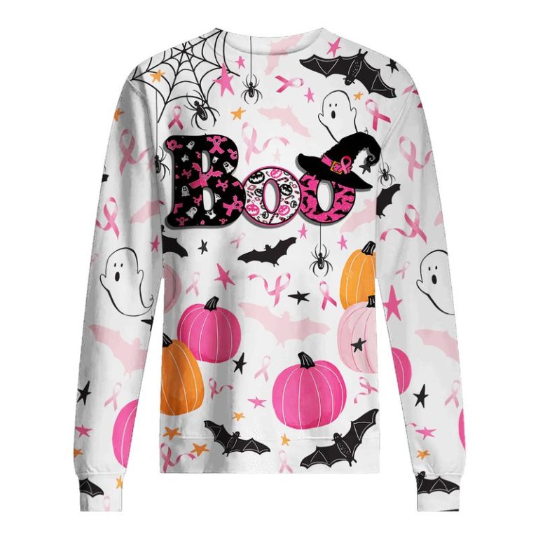 Boo Happy Halloween Breast Cancer Awareness 3d Sweater