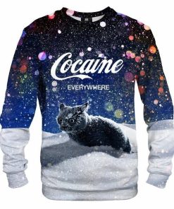 Cat Cocaine Snow 3D Ugly Printed Wool Sweater 3 Cat Cocaine Snow 3D Ugly Printed Wool Sweater 3