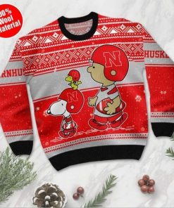 Charlie Brown And Snoopy Nebraska Cornhuskers Ugly Christmas Sweater Charlie Brown And Snoopy Nebraska Cornhuskers Ugly Christmas Sweater