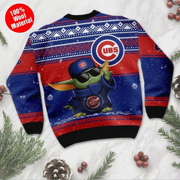 Chicago Cubs Baby Yoda Ugly Christmas Sweater - RobinPlaceFabrics