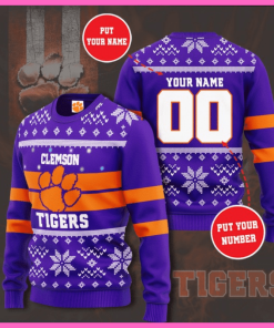 Clemson Tigers Custom Personalized 3D Printed Ugly Christmas Sweater