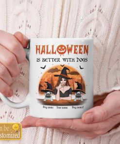 (2 Dogs) Personalized Halloween Is Better With Dogs Coffee Mugs, Halloween Gift For Dog Mom, Custom Halloween Gifts