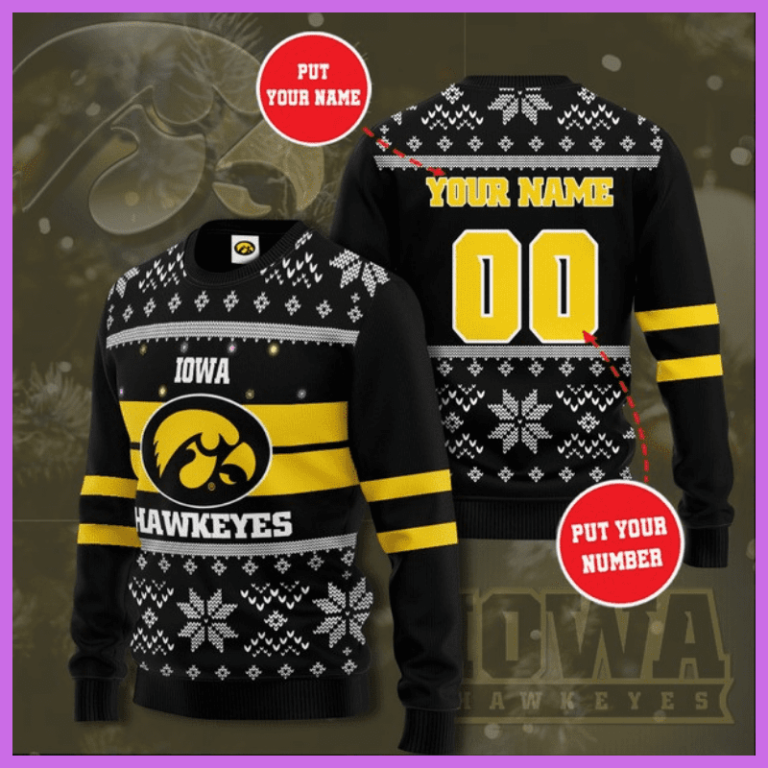Iowa Hawkeyes Custom Personalized Ugly Christmas Sweater