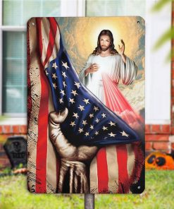 Jesus American Flag Metal Sign Jesus American Flag Metal Sign