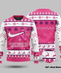 Just Beat It Beat Breast Cancer 3D Ugly Printed Wool Sweater Just Beat It Beat Breast Cancer 3D Ugly Printed Wool Sweater