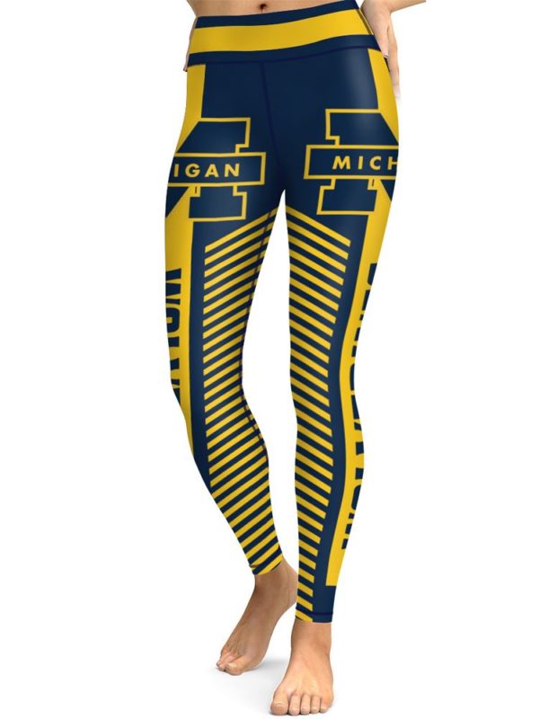 Michigan Wolverines Football Womens High Waisted Tights & Leggings