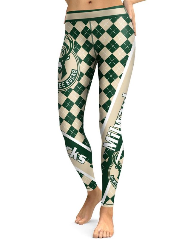 Milwaukee Bucks Basketball AOP Womens High Waisted Tights & Leggings