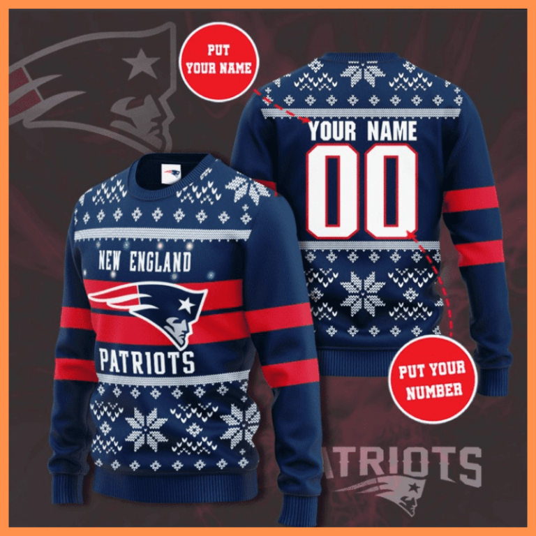 New England Patriots Custom Personalized 3D Printed Ugly Christmas Sweater