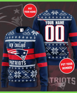 New England Patriots Custom Personalized 3D Printed Ugly Christmas Sweater New England Patriots Custom Personalized 3D Printed Ugly Christmas Sweater