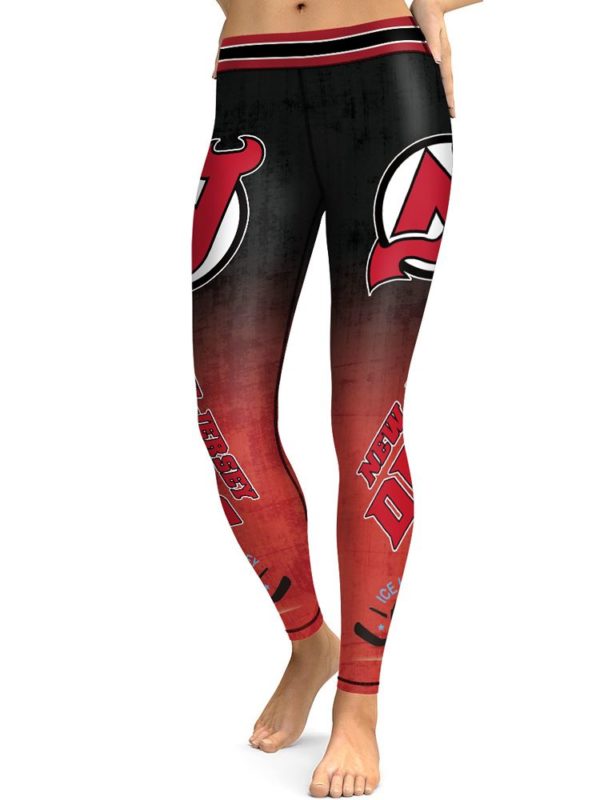 NHL New Jersey Devils Hockey Womens High Waisted Tights & Leggings