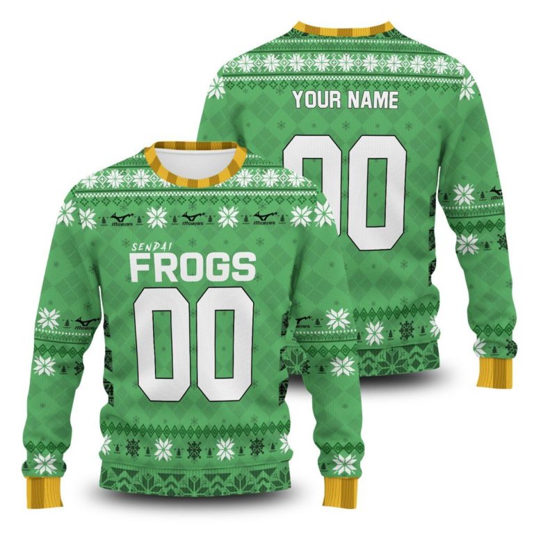 Personalized Sendai Frogs Unisex Wool Sweater