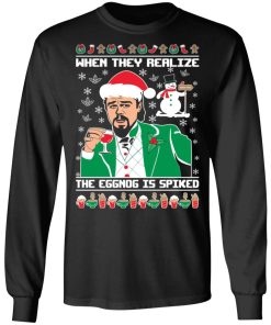 Leonardo drink wine when they realize Christmas sweater