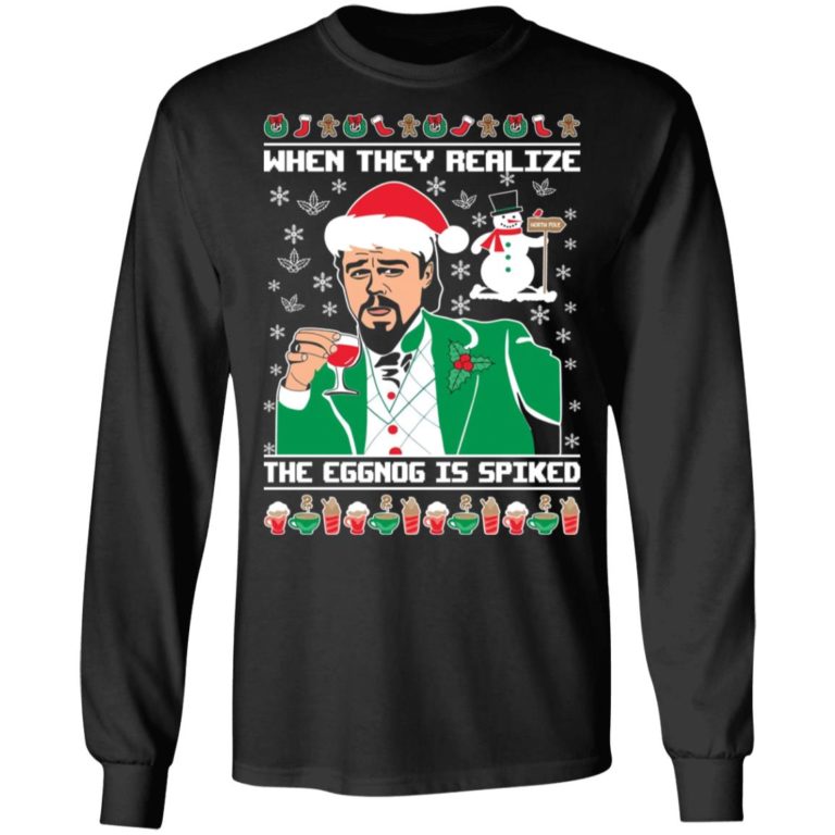 Leonardo drink wine when they realize Christmas sweater