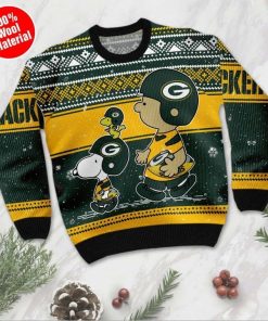 Snoopy And Charlie Brown Green Bay Packers Ugly Christmas Sweater