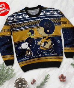 Snoopy And Charlie Brown Notre Dame Fighting Irish Ugly Christmas Sweater