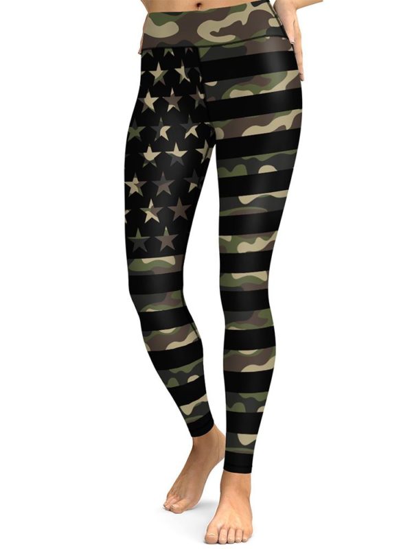 US Falg Camouflage High Waist Tights