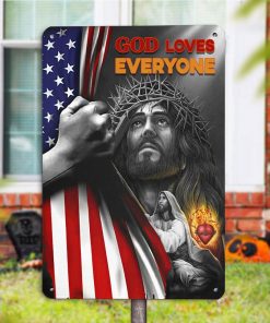 US Flag – God Love Everyone Metal Sign