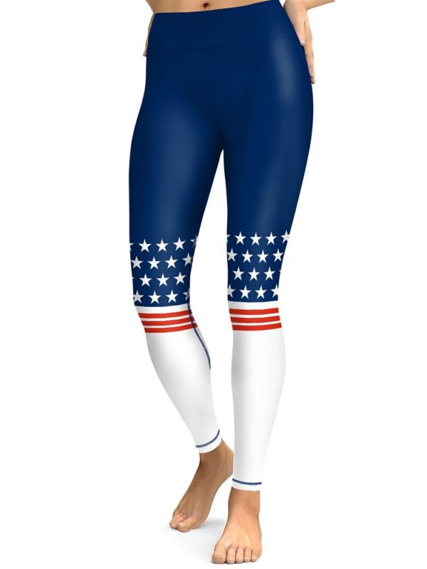 USA Flag Stars Stripe High Waist Leggings
