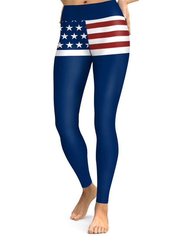 USA Words Flag Stars Stripe AOP High Waist Tights