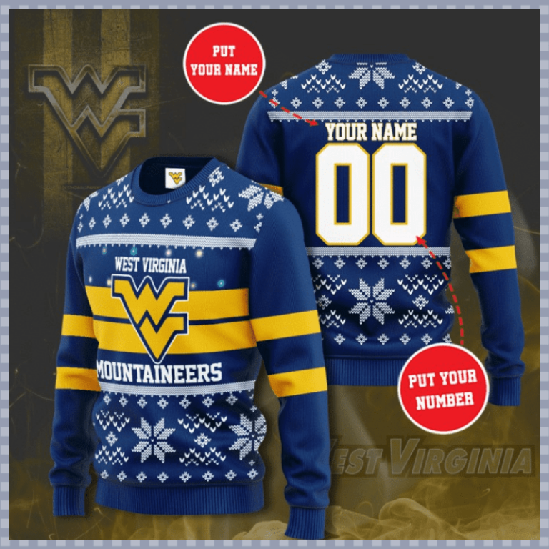 West Virginia Mountaineers Custom Personalized Ugly Christmas Sweater