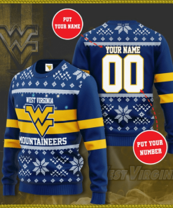 West Virginia Mountaineers Custom Personalized Ugly Christmas Sweater