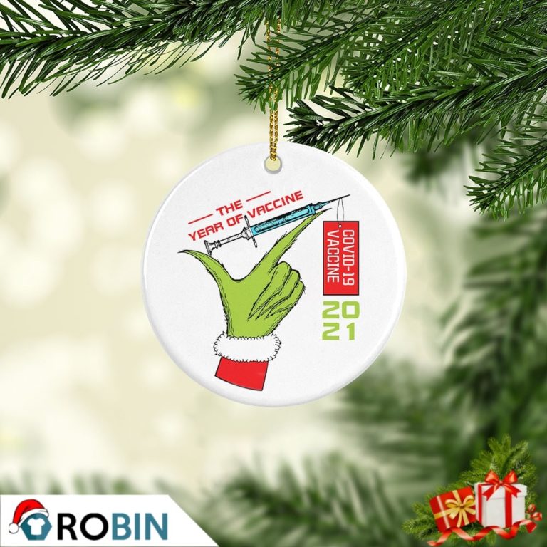 2021 Grinch The Year of Vaccine Quarantine Pandemic Christmas Ornament