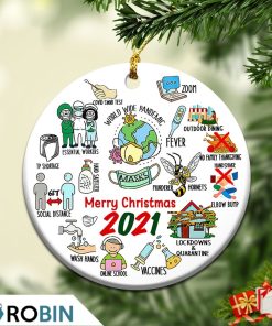 2021 Pandemic Vaccine Year in Review Merry Christmas Tree Ornament