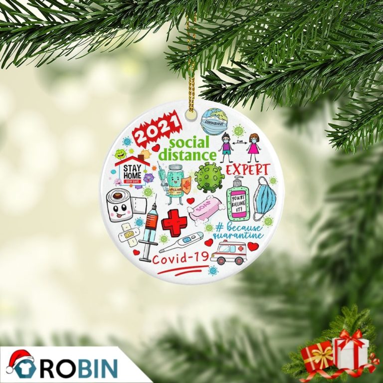 2021 Social distance covid Sanitizer Quarantine Christmas Tree Ornament