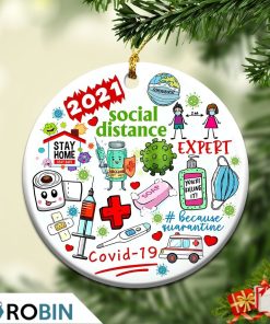 2021 Social distance covid Sanitizer Quarantine Christmas Tree Ornament