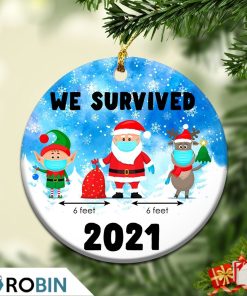 2021 We Survived Pandemic Lockdown Covid Christmas Ornament