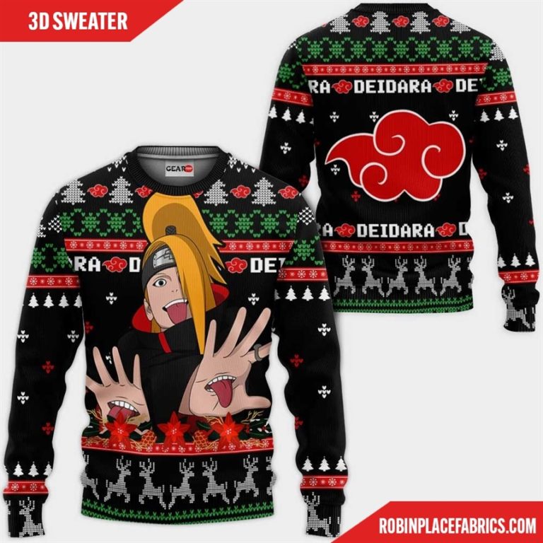 Akatsuki Deidara Ugly Christmas Sweater Custom Naruto Anime Xmas Gifts