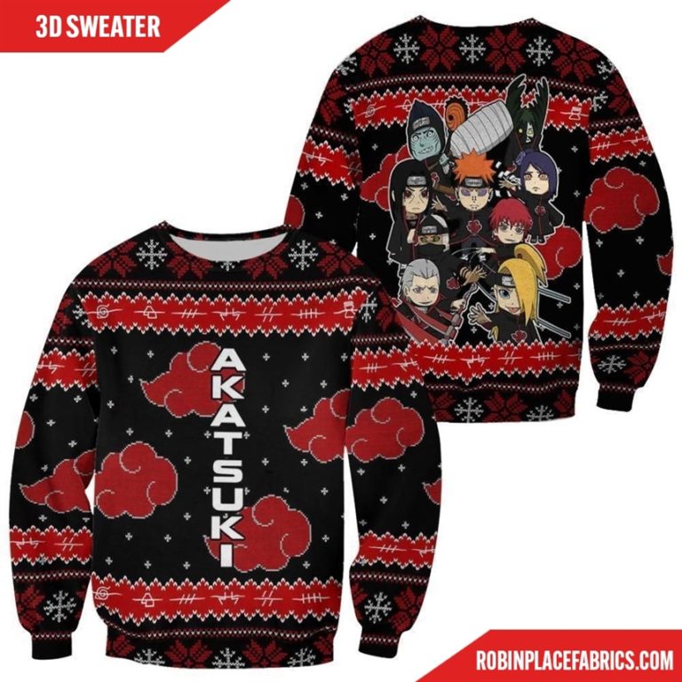 Akatsuki Ugly Christmas Sweater Naruto Anime Xmas Gift Custom Clothes