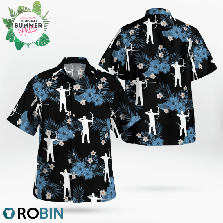 Archery Hawaiian Shirts, Casual Button Down Short Sleeve Shirt