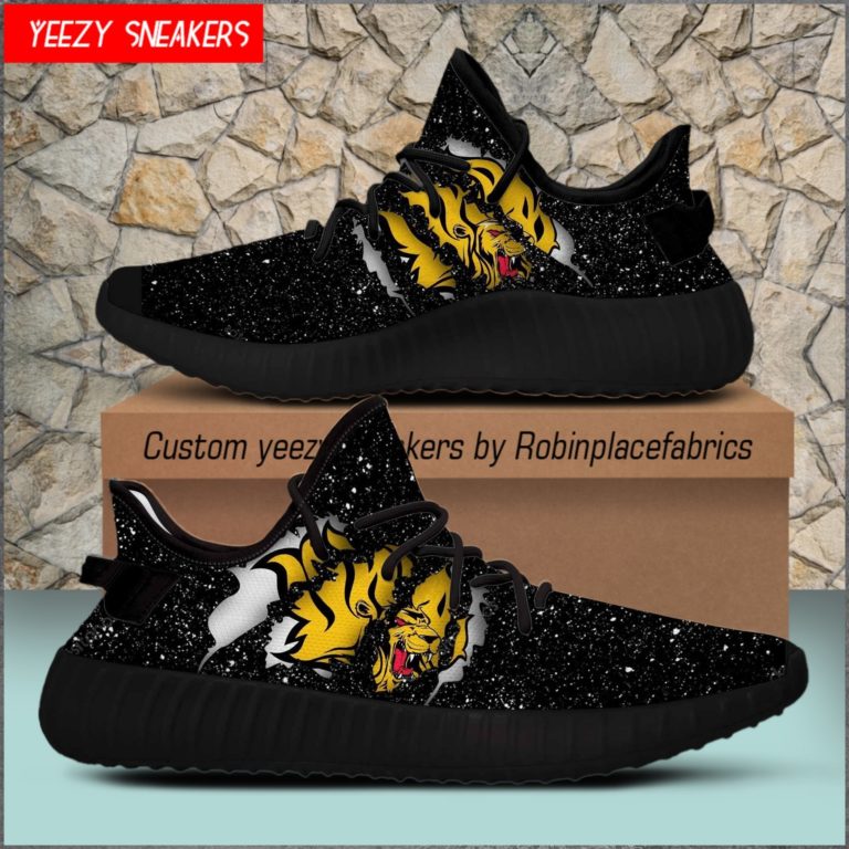 Arkansas Pine Bluff Golden Lions Yeezy Boost Black Sneakers
