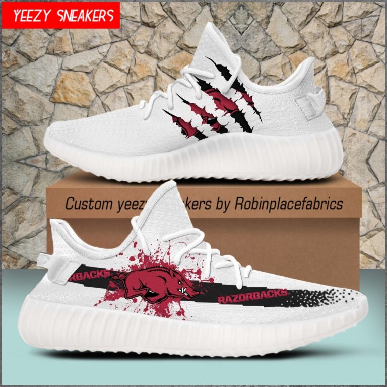 Arkansas Razorbacks Yeezy Boost White Sneakers