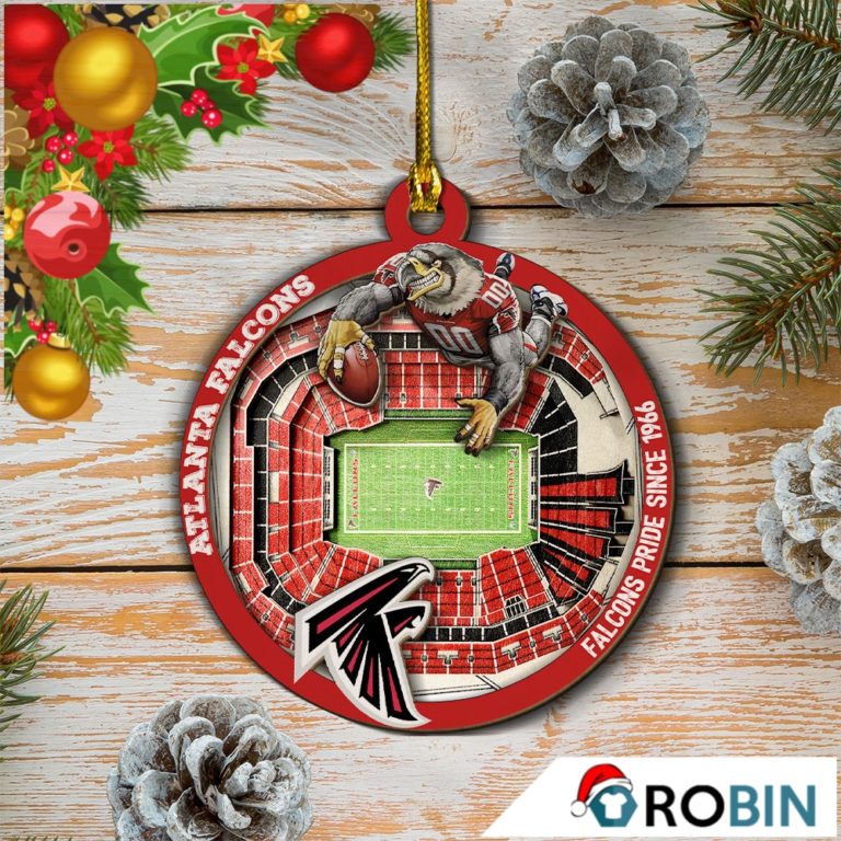 Atlanta Falcons Football Mascot 2 Layered Wood Christmas Ornament
