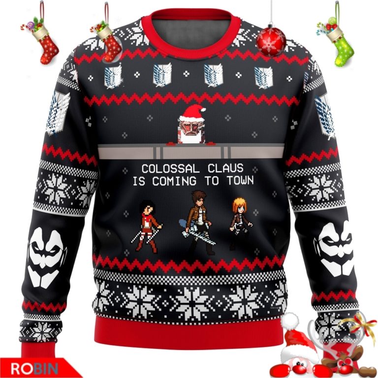 Attack on Titan Colossal Claus Is Coming To Town Ugly Christmas Sweater