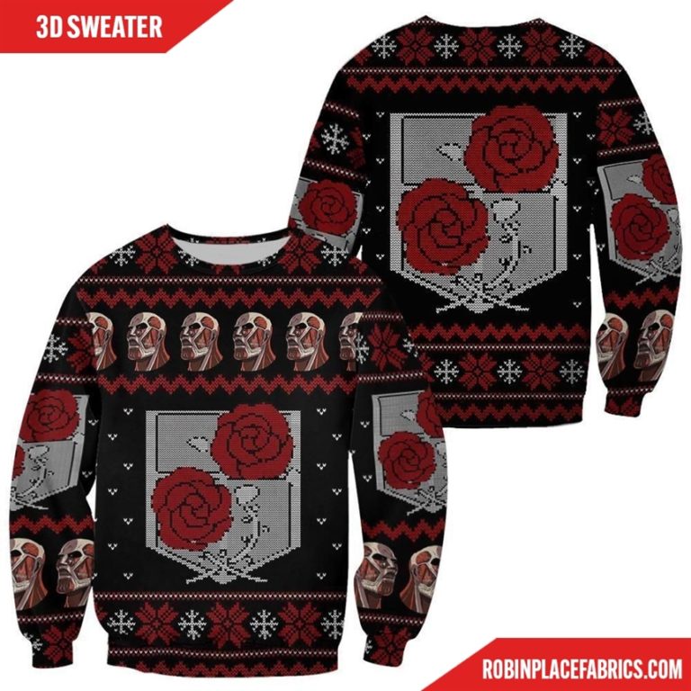 Attack On Titan Ugly Christmas Sweater Garrison Xmas Gift Custom Clothes