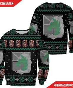 Attack On Titan Ugly Christmas Sweater Military Badged Police Xmas Gift Custom Clothes