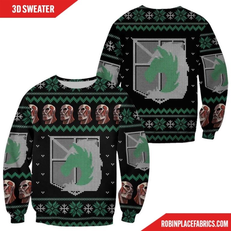 Attack On Titan Ugly Christmas Sweater Military Badged Police Xmas Gift Custom Clothes