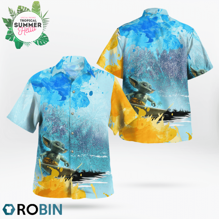 Baby Yoda Surfing Star Wars Hawaiian Shirts