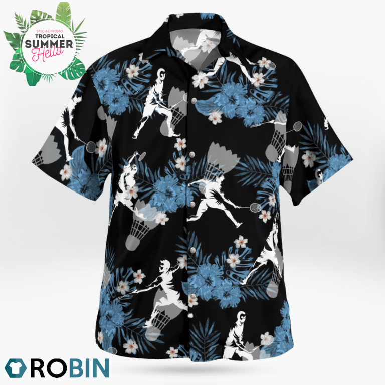 Badminton Hawaiian Shirts, Casual Button Down Short Sleeve Shirt
