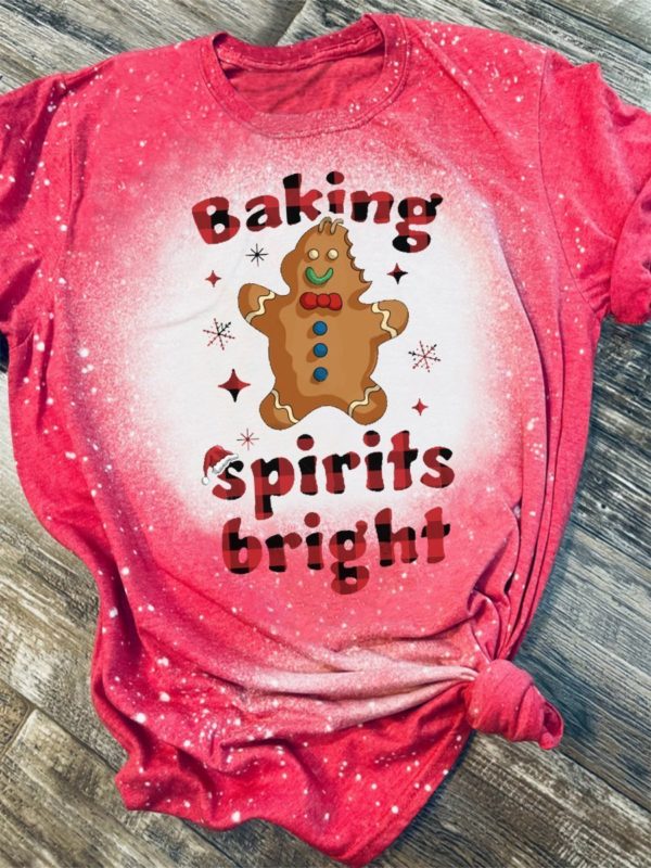 Baking Spirits Bright 3D Print Bleached T-Shirt