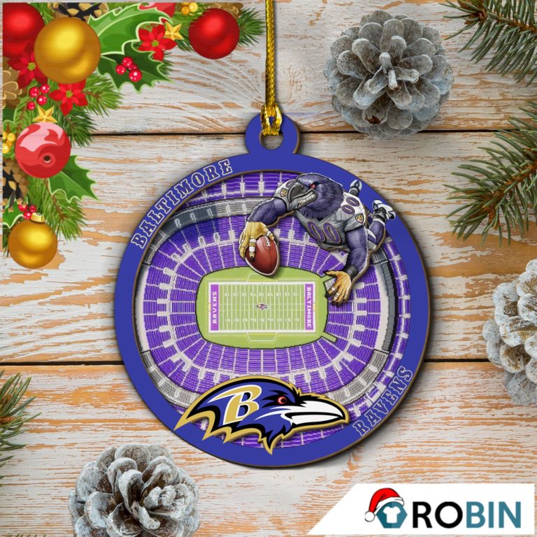 Baltimore Ravens Mascot 2 Layered Wood Christmas Ornament