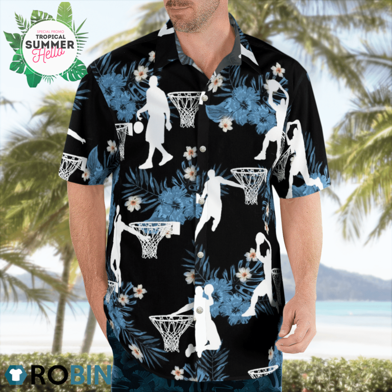 Basketball Hawaiian Shirts, Casual Button Down Short Sleeve Shirt