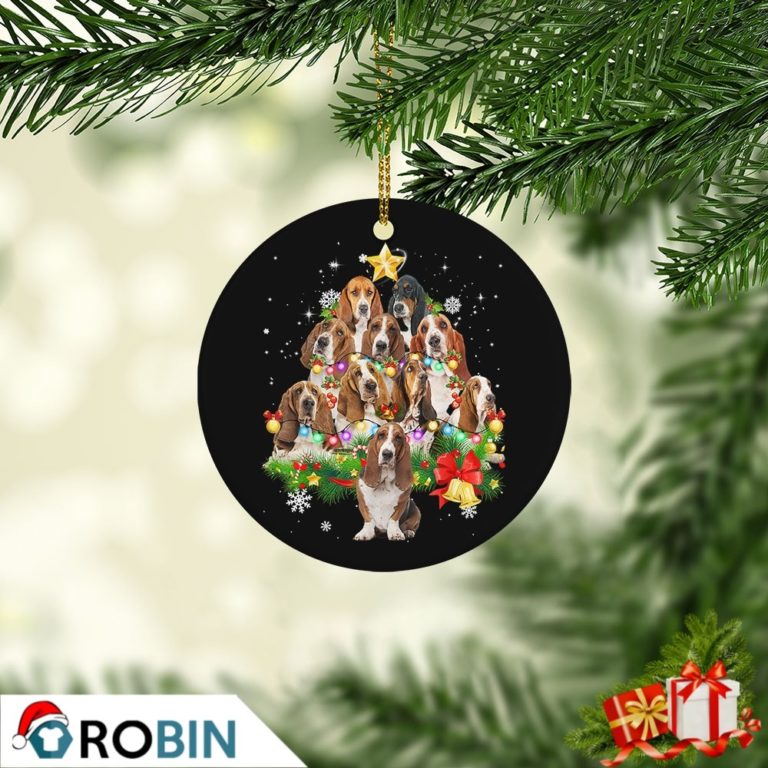 Basset Hound Christmas Tree Lights Christmas Ornament