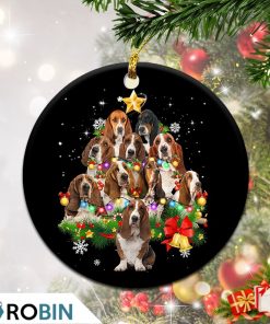 Basset Hound Christmas Tree Lights Christmas Ornament