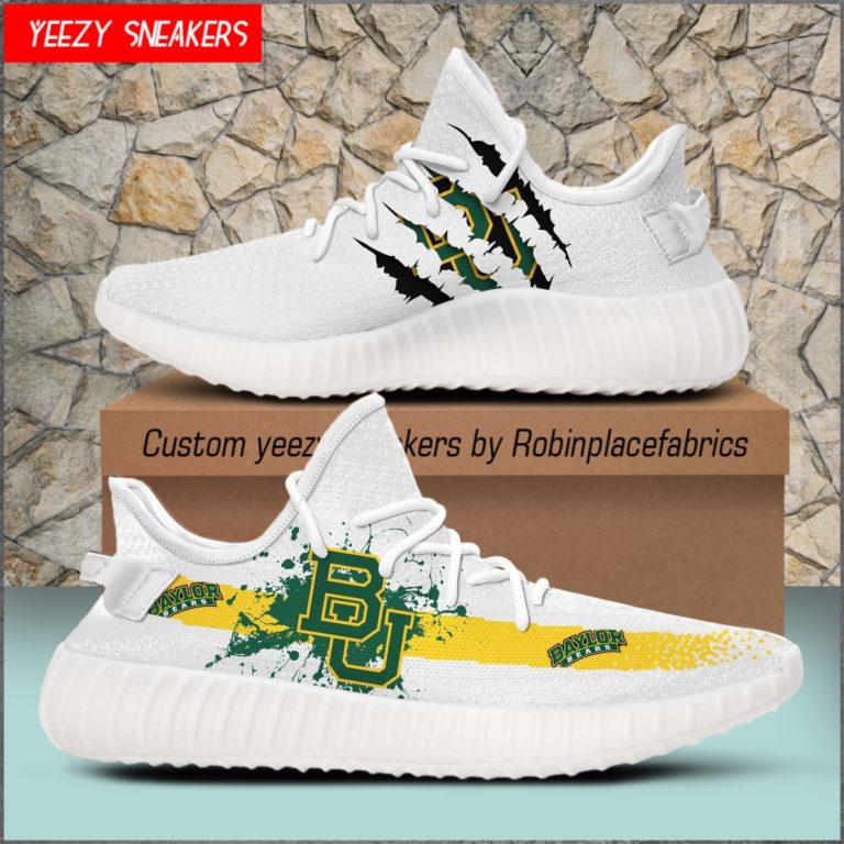 Baylor Bears Yeezy Boost White Sneakers