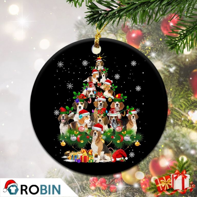 Beagle Christmas Tree Lights Christmas Ornament